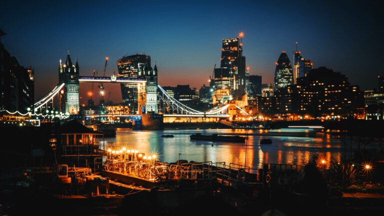 Londyn, Wielka Brytania, Miasto, noc