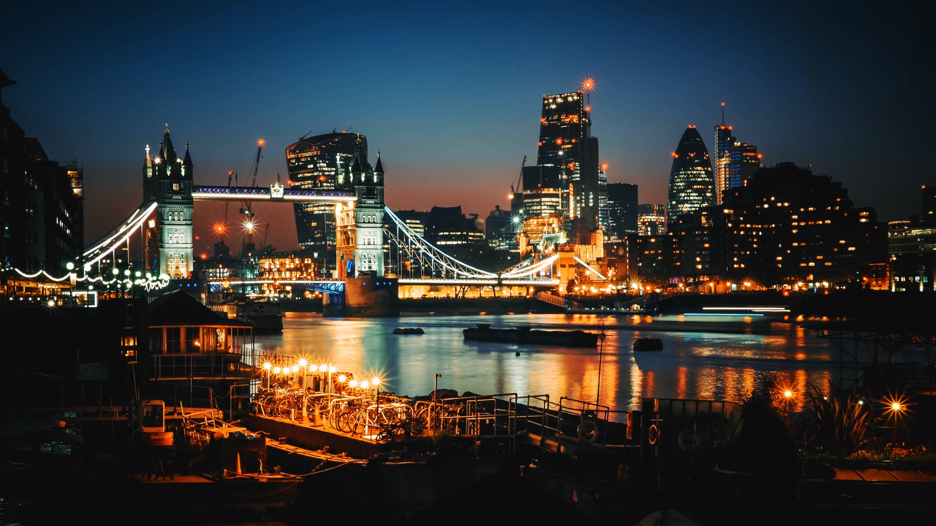 Londyn, Wielka Brytania, Miasto, noc