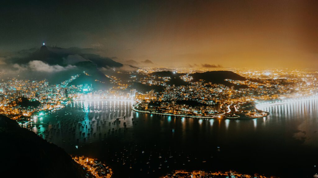 Rio de janeiro, Brazylia, Miasto, noc