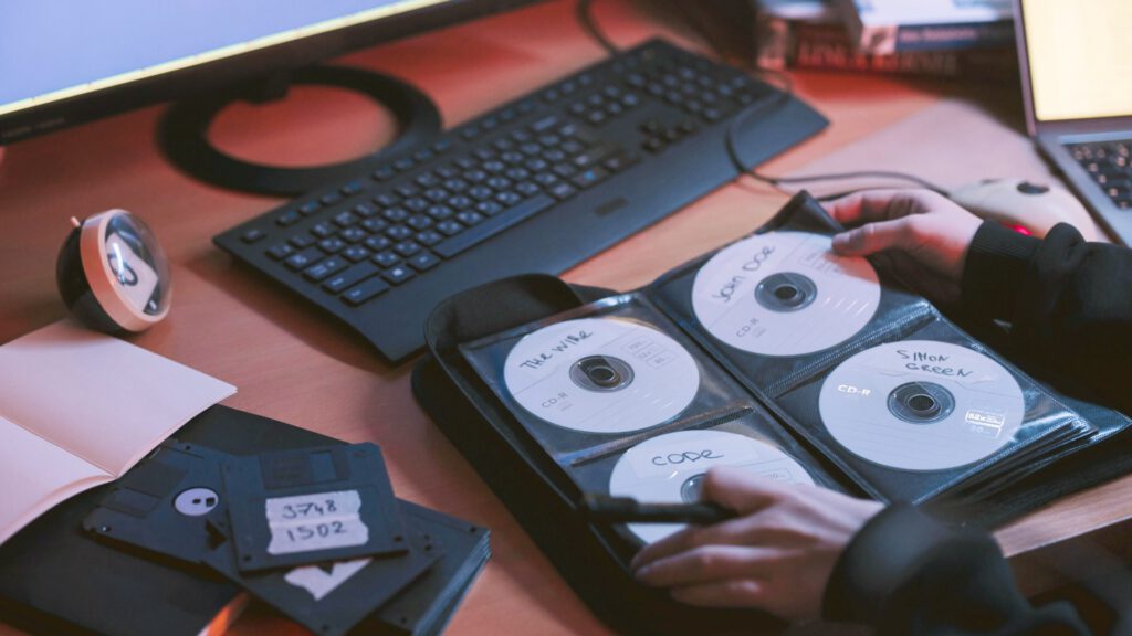 płyty, vintage, cd-rom